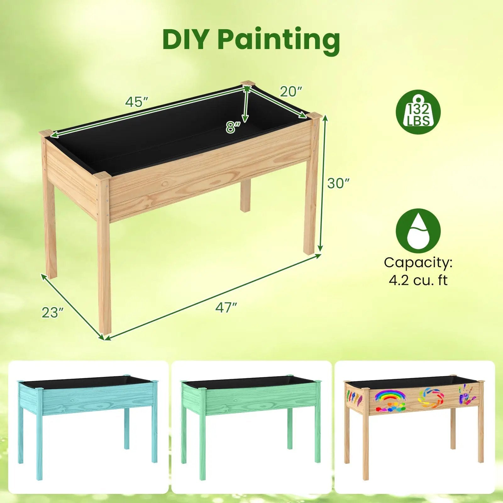 Wooden Raised Vegetable Garden Bed Elevated Grow Vegetable Planter by DirectDeals