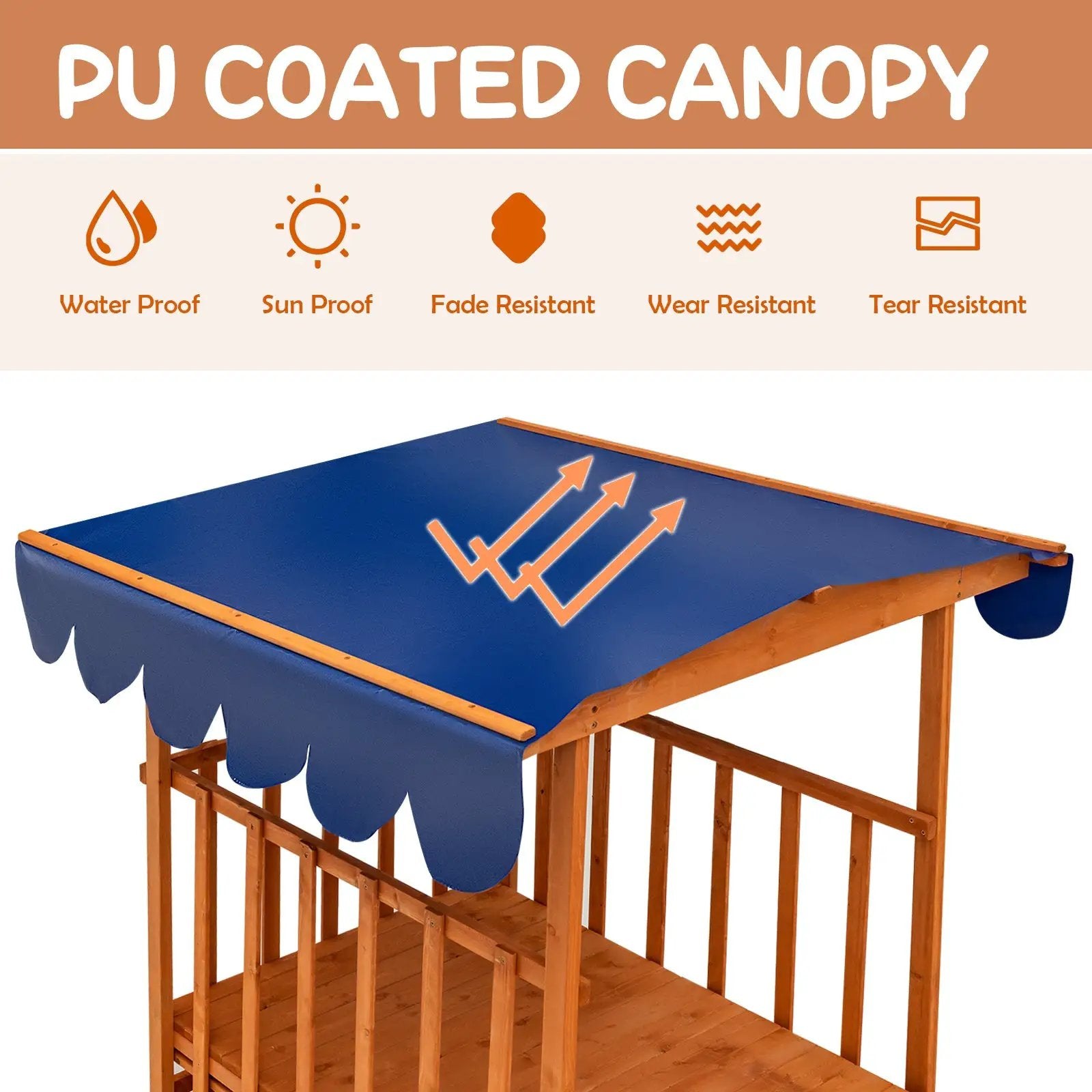 Kids Outdoor Wooden Retractable Sandbox with Cover and Built-in Wheels-Natural by DirectDeals