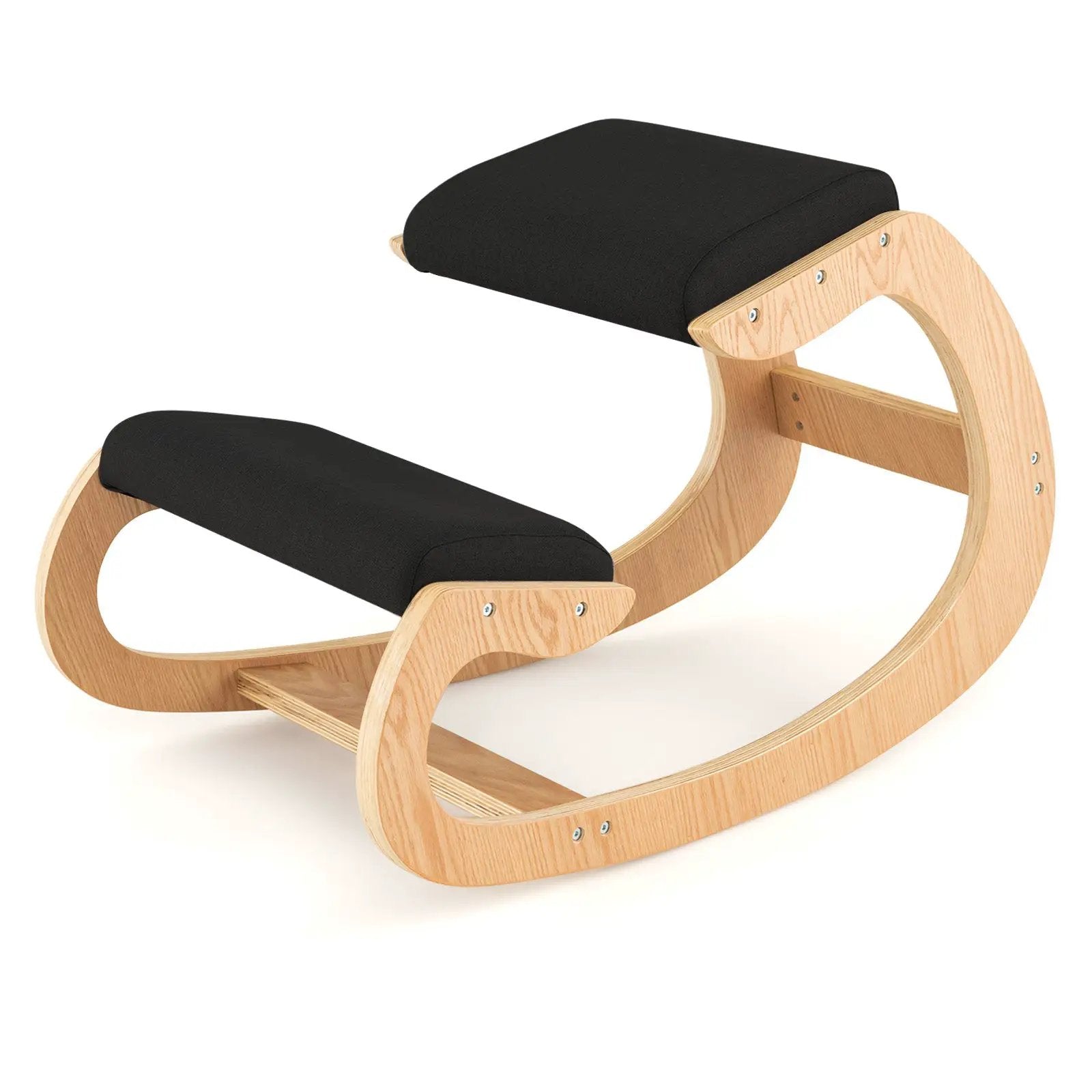 Wooden Rocking Chair with Comfortable Padded Seat Cushion and Knee Support by DirectDeals