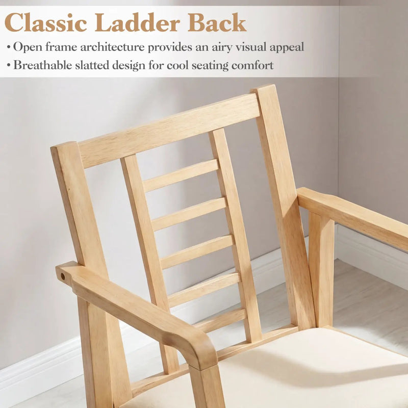 Wooden Rocking Chair with Upholstered Seat and Ladder Back by DirectDeals
