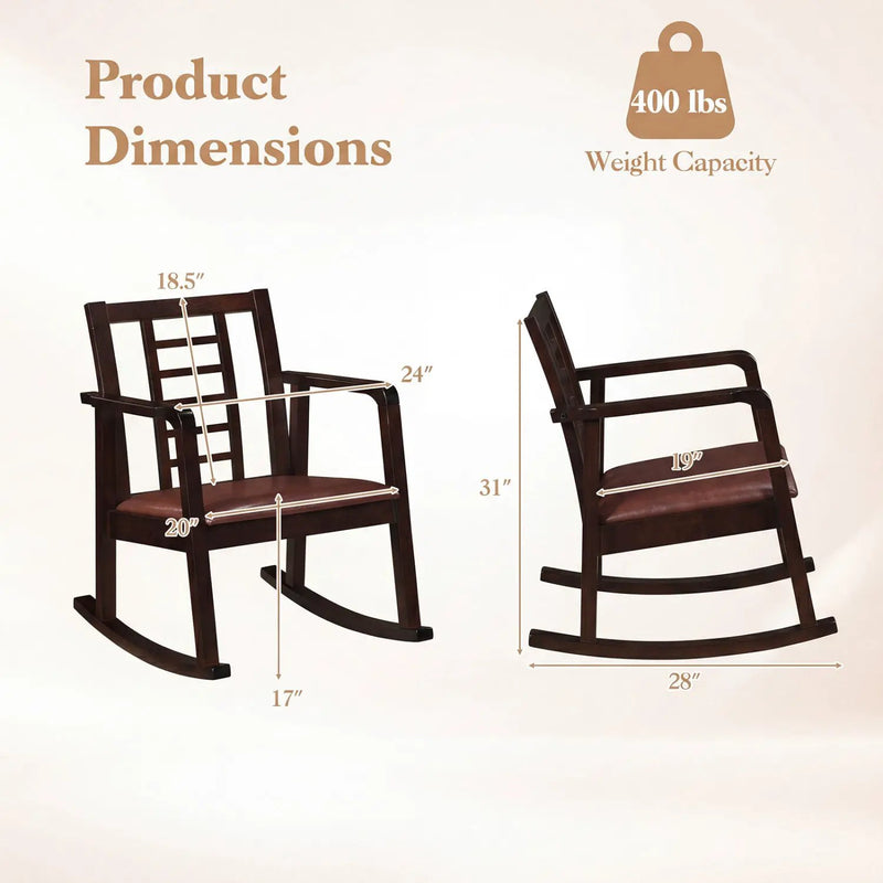 Wooden Rocking Chair with Upholstered Seat and Ladder Back by DirectDeals