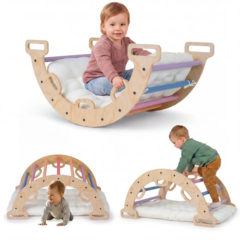 Wooden Rocking Climbing Arch with Cushion 3-in-1 Montessori by DirectDeals