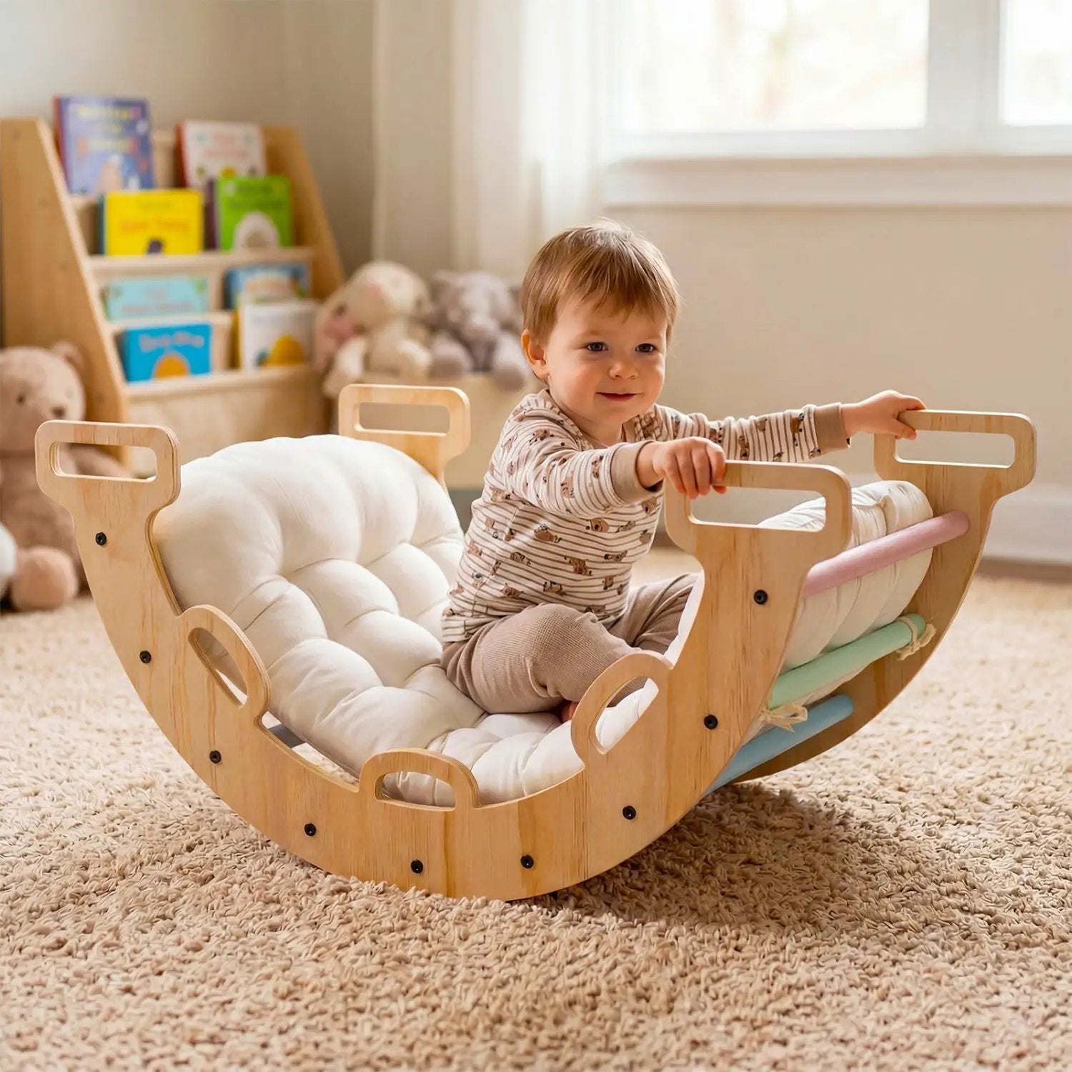 Wooden Rocking Climbing Arch with Cushion 3-in-1 Montessori by DirectDeals