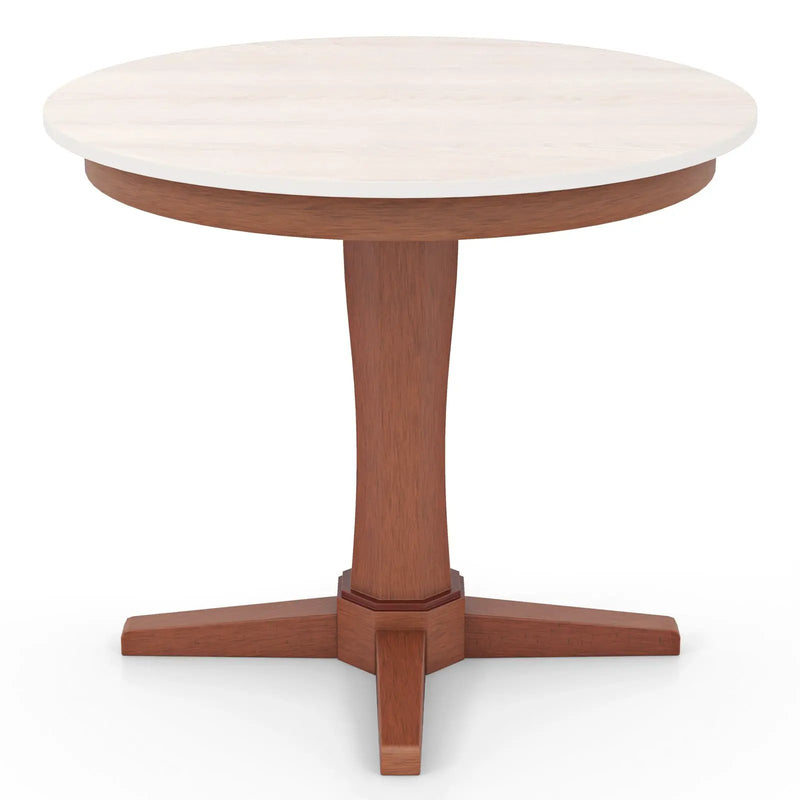 35 Inches Wooden Round Dining Table with Pedestal Base-White by DirectDeals