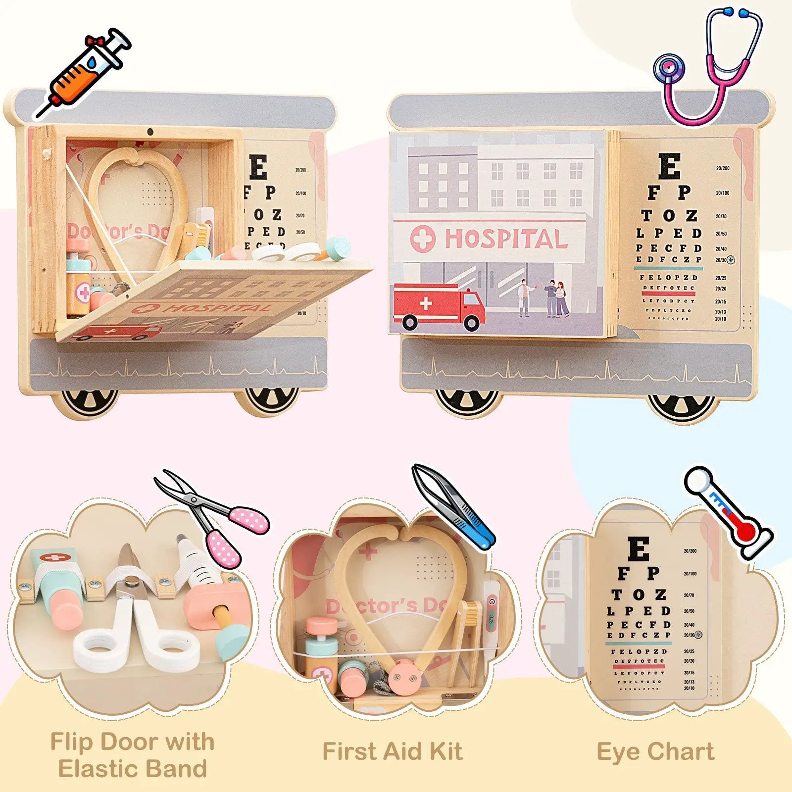 Wooden Sensory Wall Panel with Vanity and Tool Box by DirectDeals
