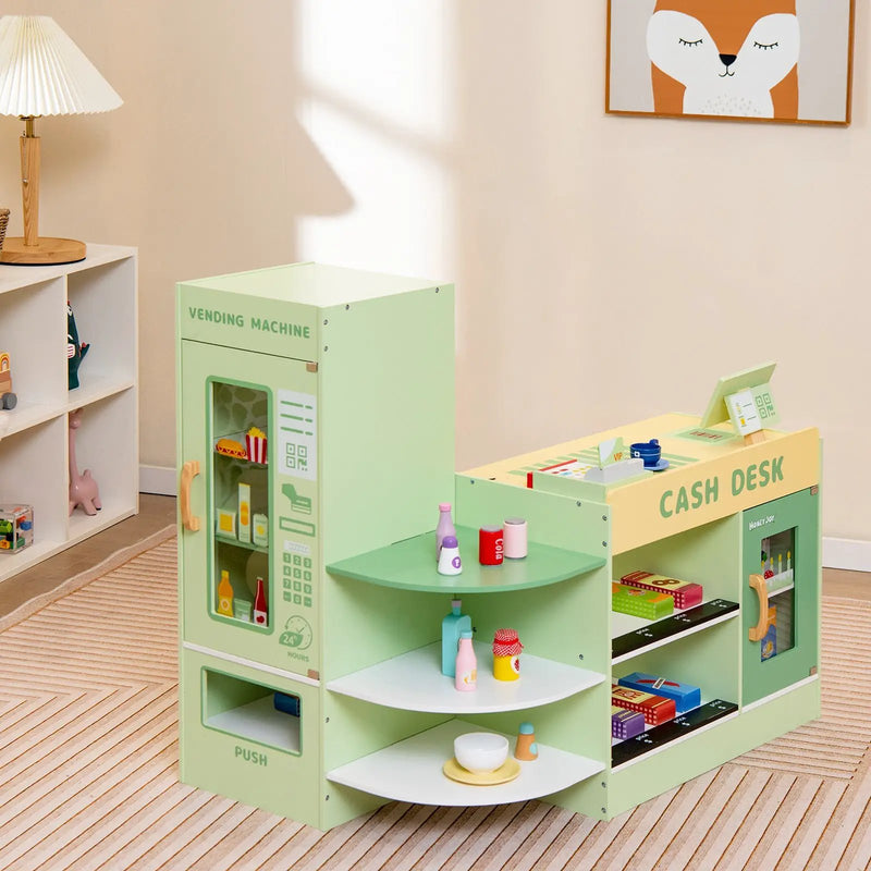 Kids Wooden Supermarket Play Toy Set with Checkout Counter by DirectDeals