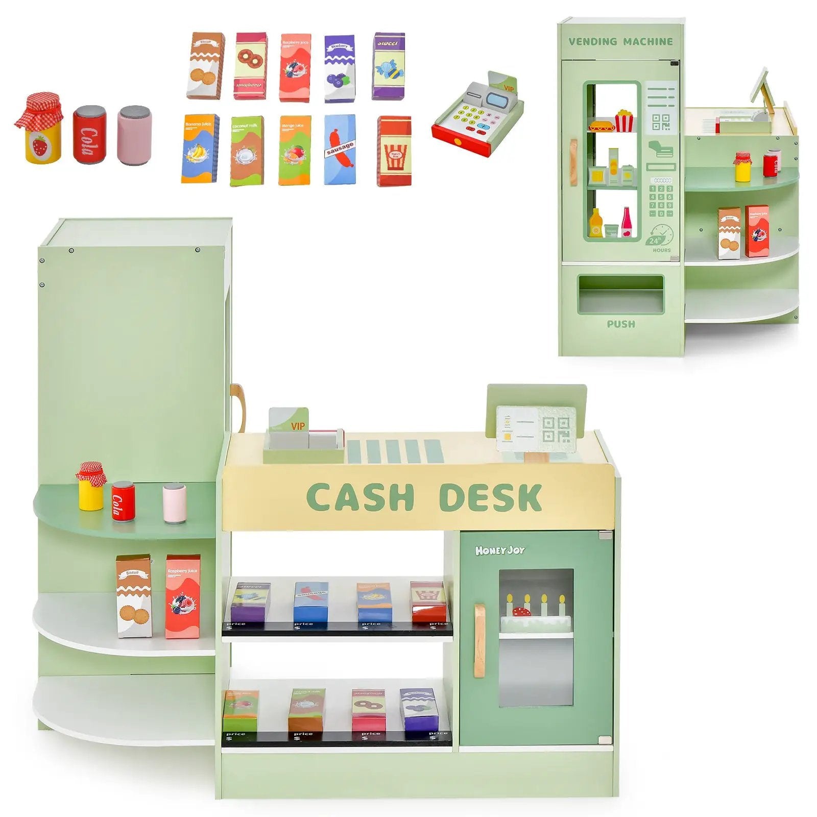 Kids Wooden Supermarket Play Toy Set with Checkout Counter by DirectDeals