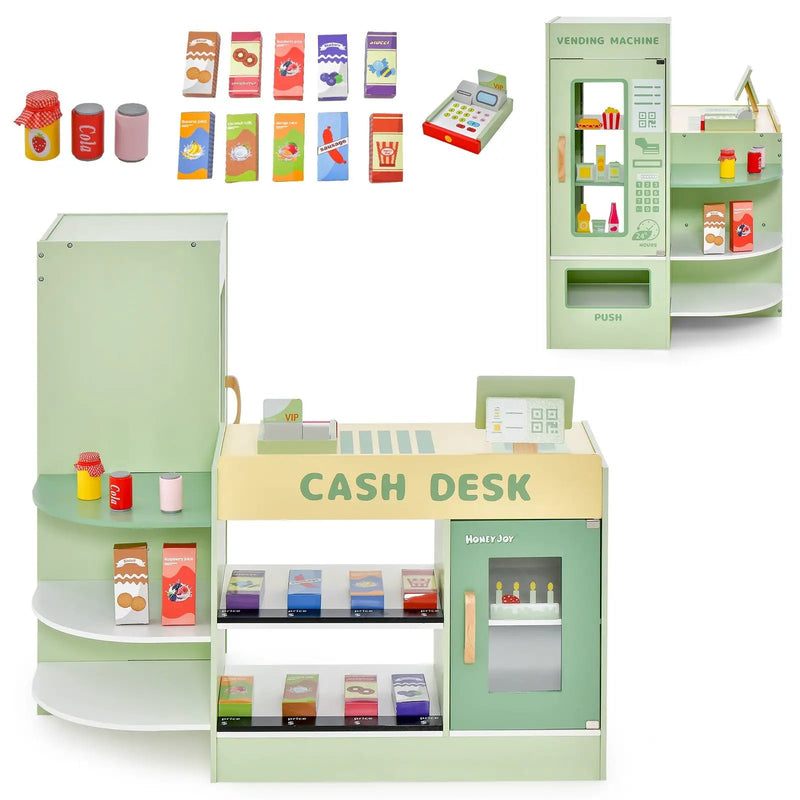 Kids Wooden Supermarket Play Toy Set with Checkout Counter by DirectDeals
