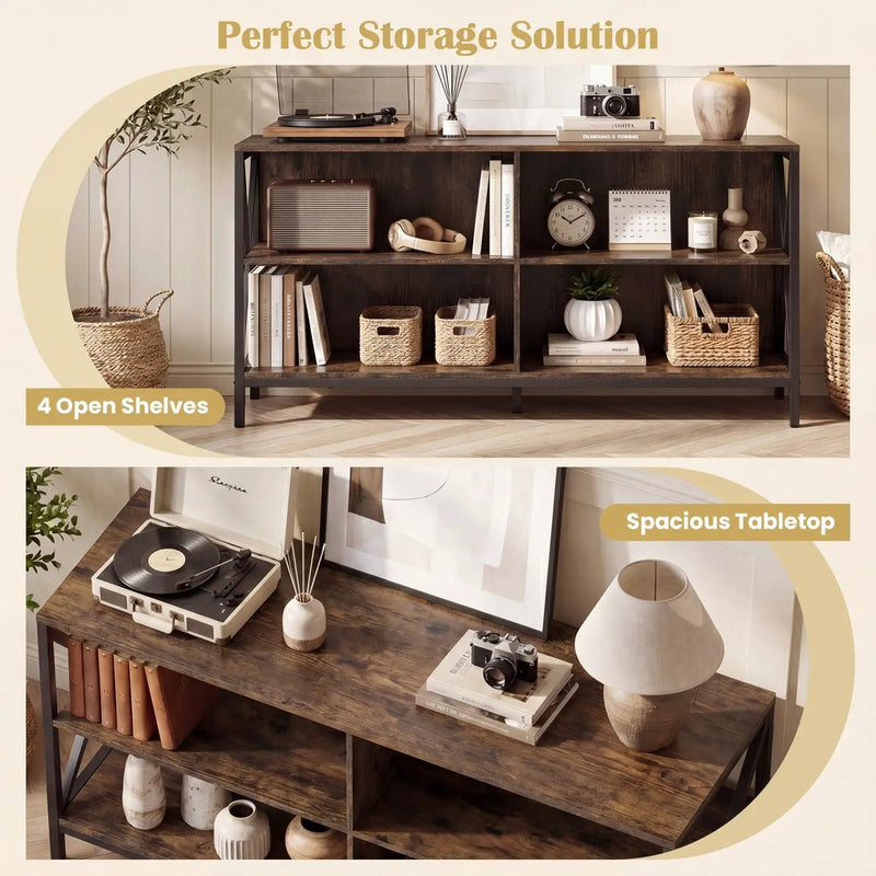 Wooden TV Stand Entertainment for TVs up to 55 Inch with X-Shaped Frame by DirectDeals