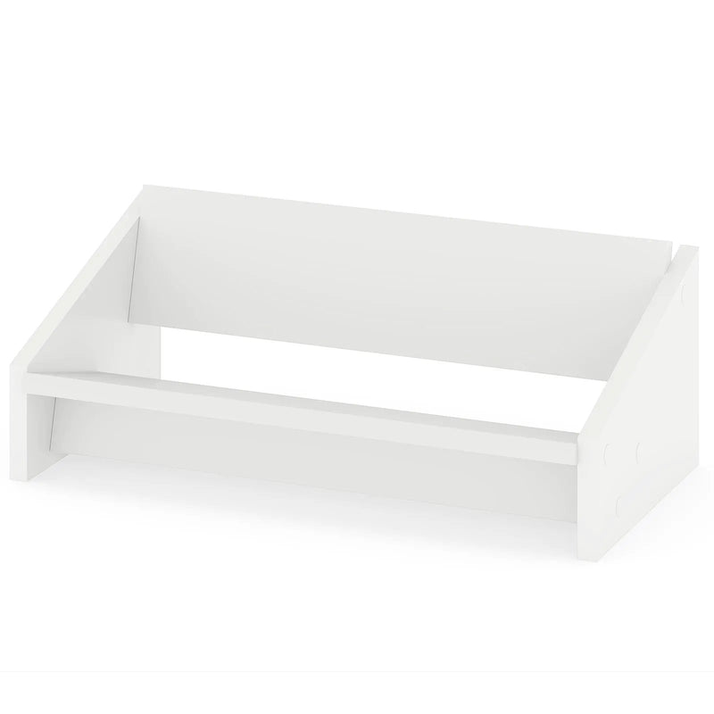 Wooden Tilting Bookcase Small Desktop Bookshelf Organizer for Magazines-White by DirectDeals