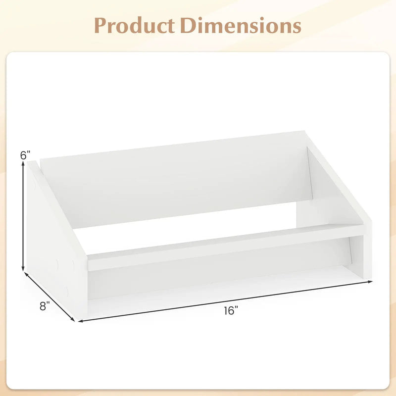 Wooden Tilting Bookcase Small Desktop Bookshelf Organizer for Magazines-White by DirectDeals