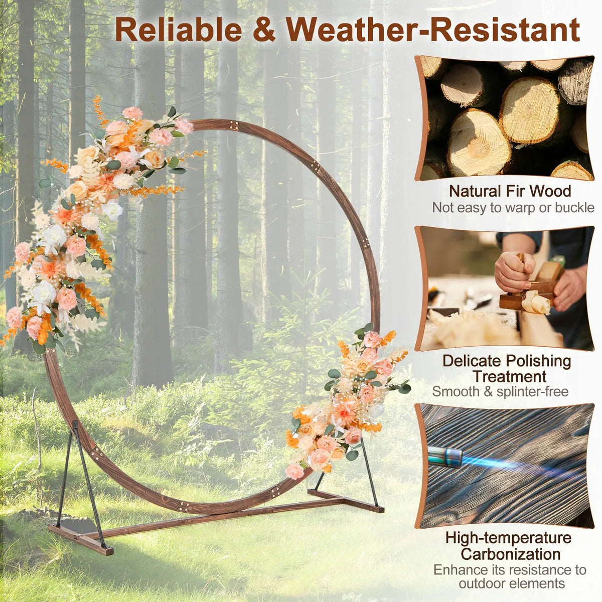 Wooden Wedding Arch Solid Wood Arbor Backdrop Stand for Wedding Ceremony by DirectDeals