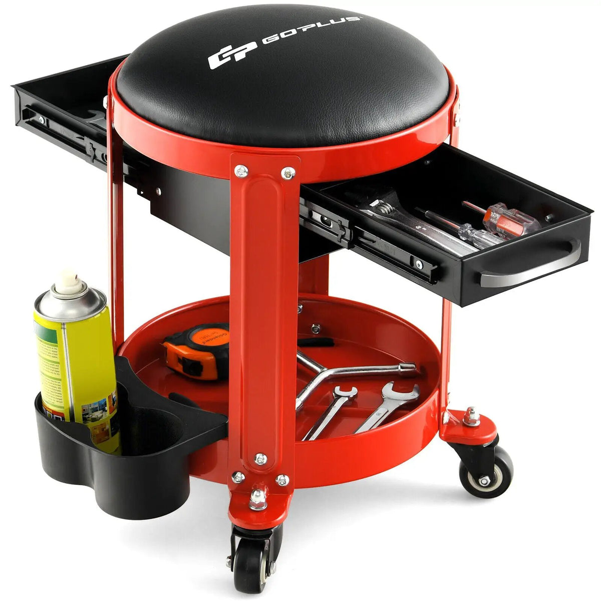 Rolling Mechanic Stool with Removable Padded Seat and Drawers by DirectDeals