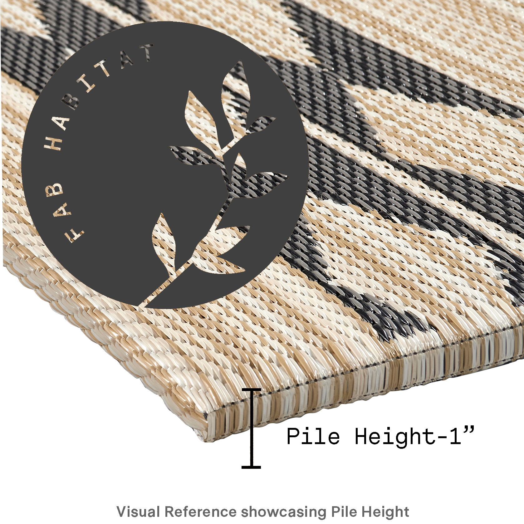 Cairo Natural & Black Outdoor Doormat – 24" x 36" Non-Slip, Recycled Plastic by Fab Habitat
