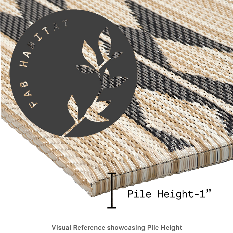 Cairo Natural & Black Outdoor Doormat – 24" x 36" Non-Slip, Recycled Plastic by Fab Habitat