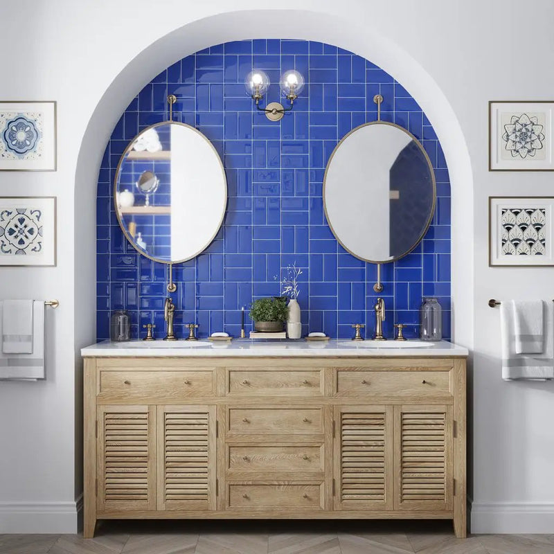 Cobalt Blue 3x6 Glossy Subway Glass Tile (40 pack, 5 sq ft/case) by Apollo Tile