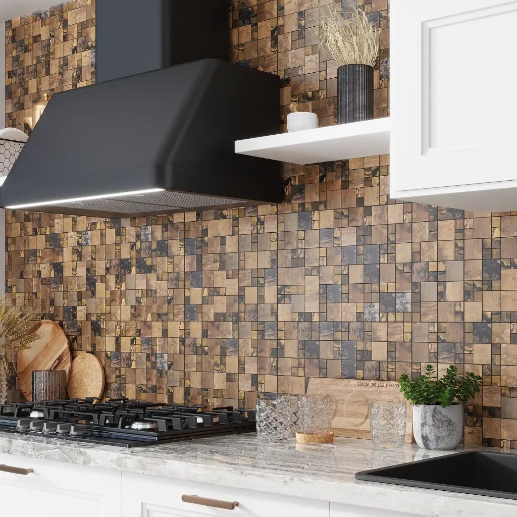 Bronze 12x12 Matte Square Metal Mosaic Tile (5 pack, 4.75 sq ft/case) by Apollo Tile