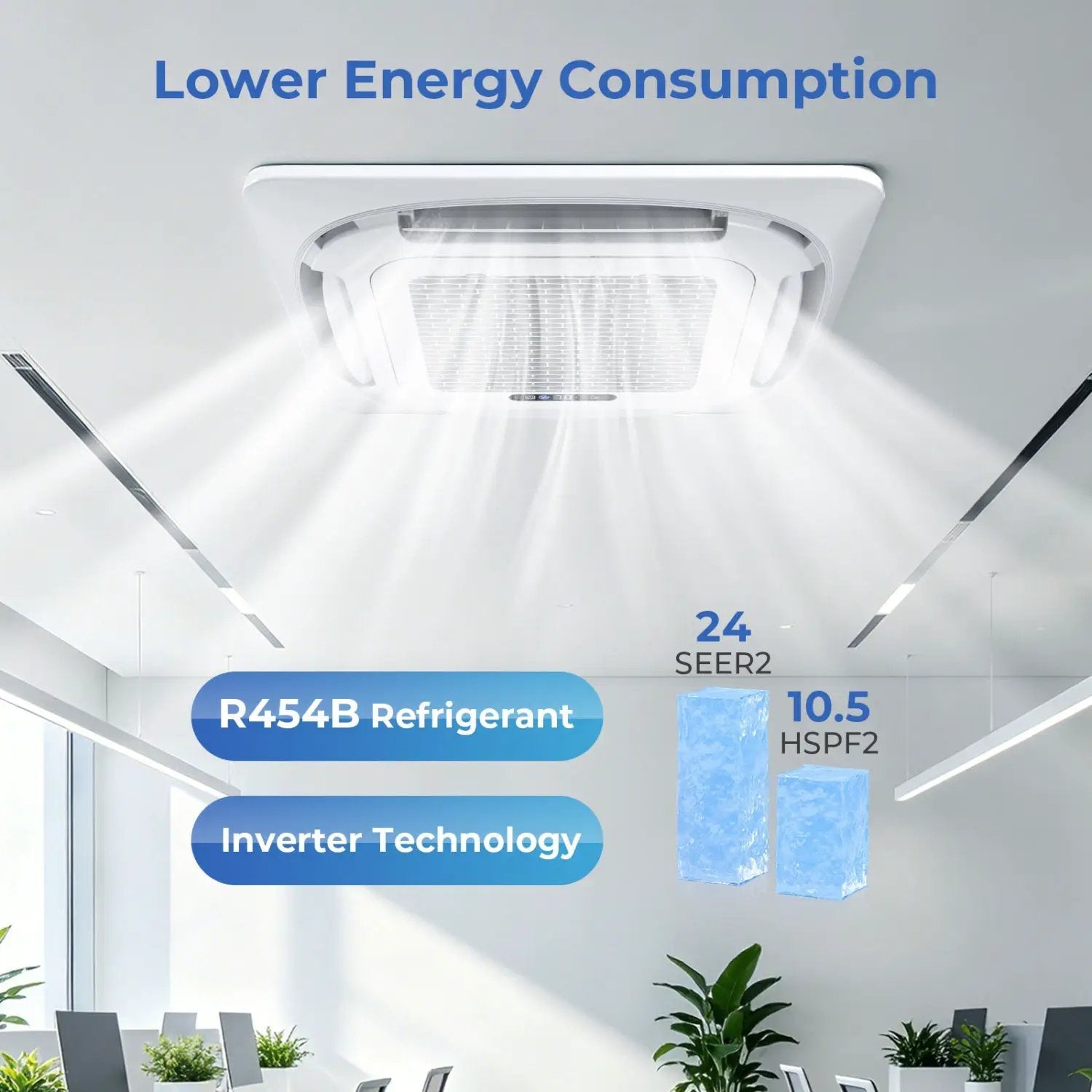 X-Pro 27000 BTU 2 Zone 24 SEER2 Ceiling Cassette Mini Split AC by DirectDeals