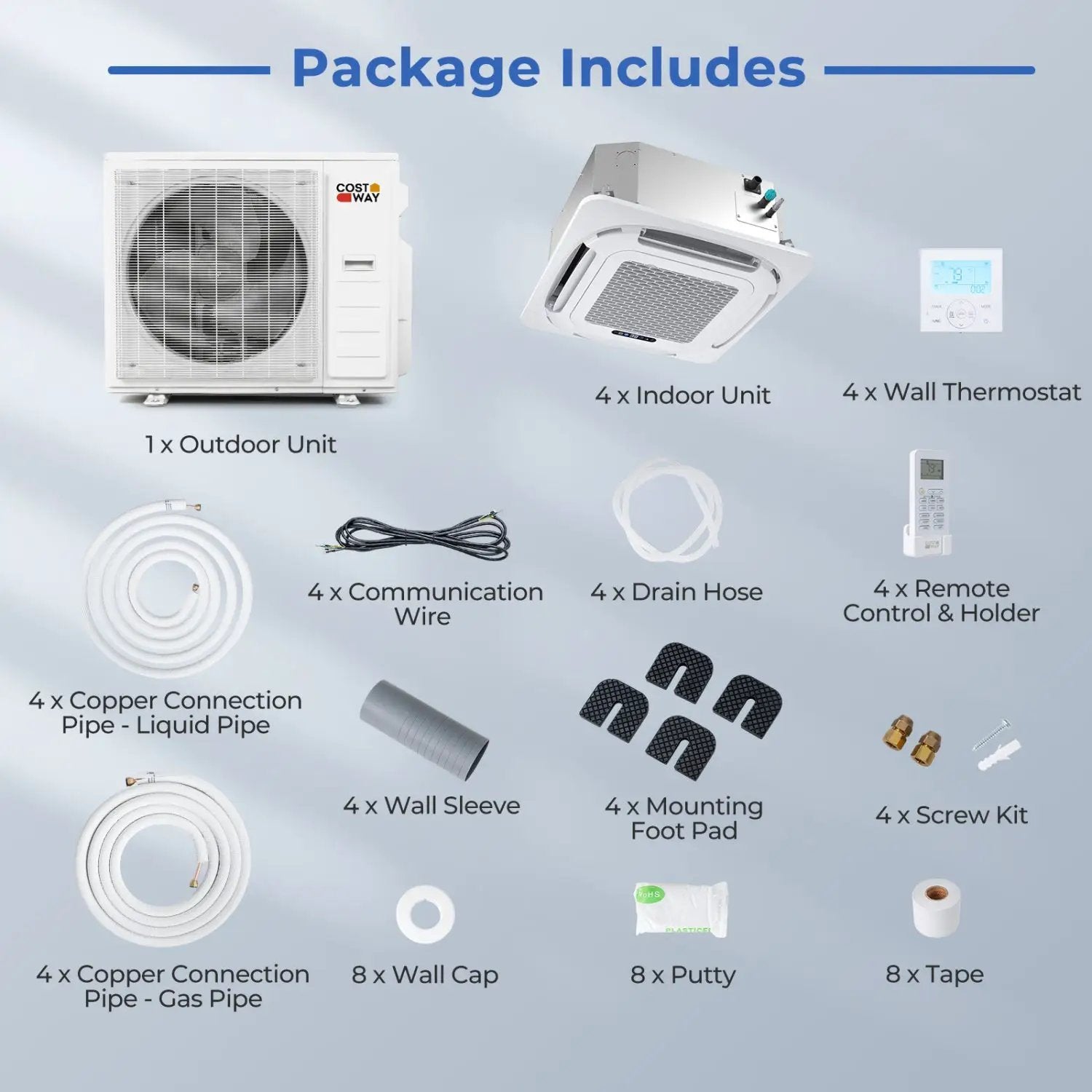 X-Pro 35000 BTU 4 Zone 22.5 SEER2 Ceiling Cassette Mini Split AC by DirectDeals