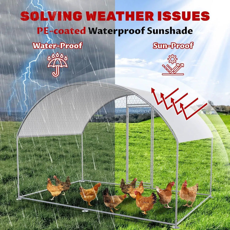 9.8 Ft x 6.6 Ft Outdoor Metal Chicken Coop with Dome Roof and Waterproof Cover by HomePacific