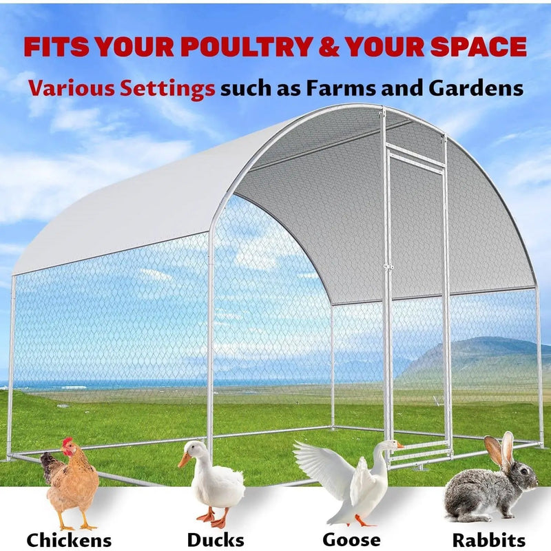 9.8 Ft x 6.6 Ft Outdoor Metal Chicken Coop with Dome Roof and Waterproof Cover by HomePacific