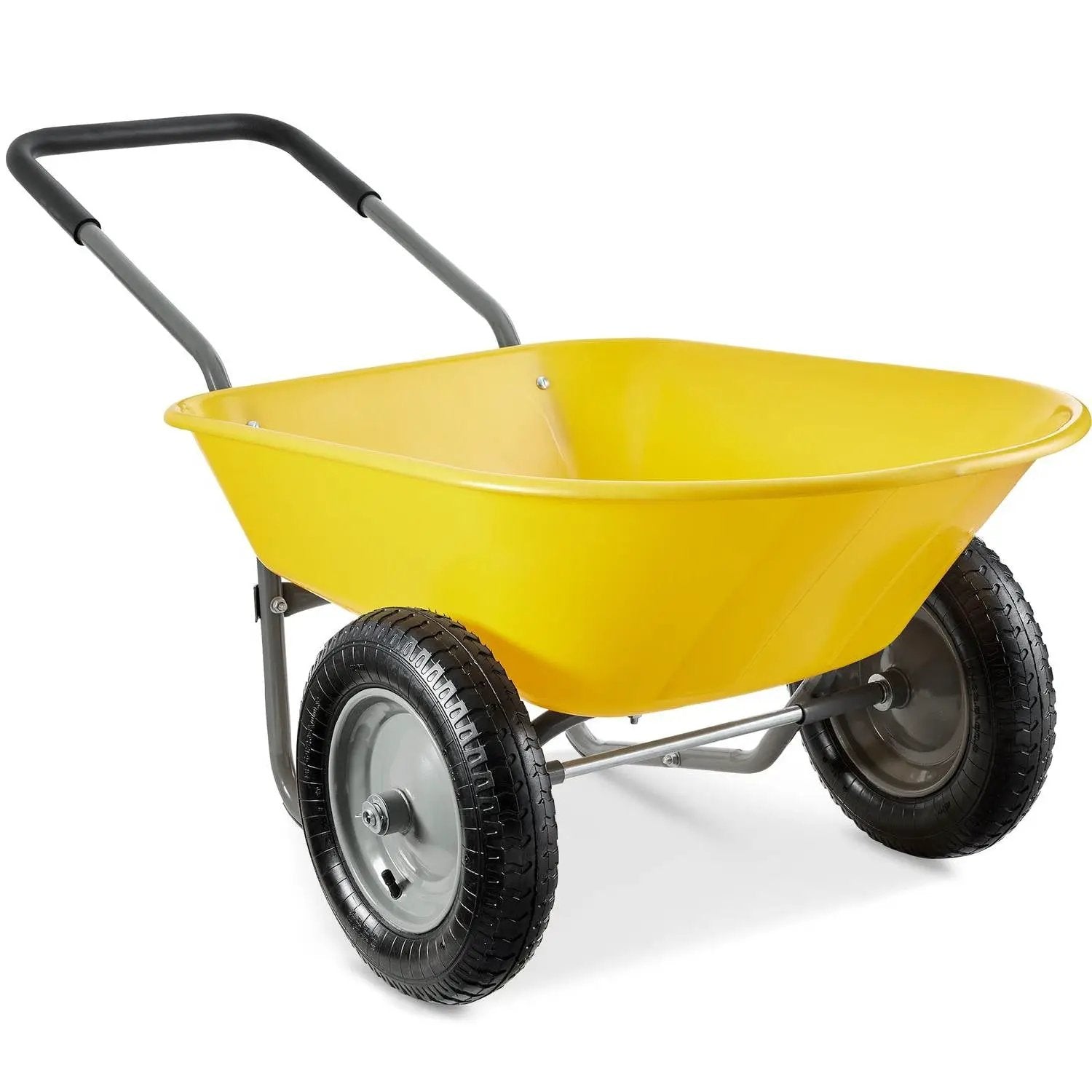 Heavy Duty 2-Wheel Multipurpose Rust Proof Wheelbarrow - Yellow by HomePacific