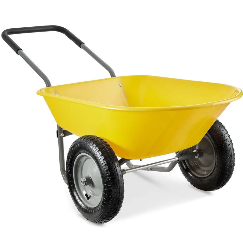 Heavy Duty 2-Wheel Multipurpose Rust Proof Wheelbarrow - Yellow by HomePacific