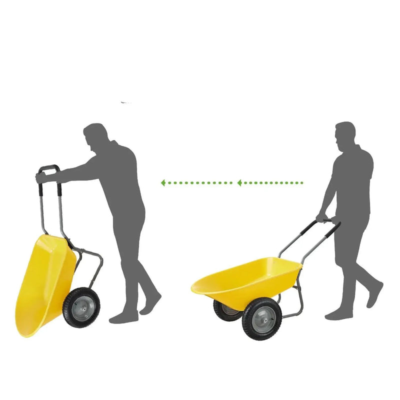 Heavy Duty 2-Wheel Multipurpose Rust Proof Wheelbarrow - Yellow by HomePacific