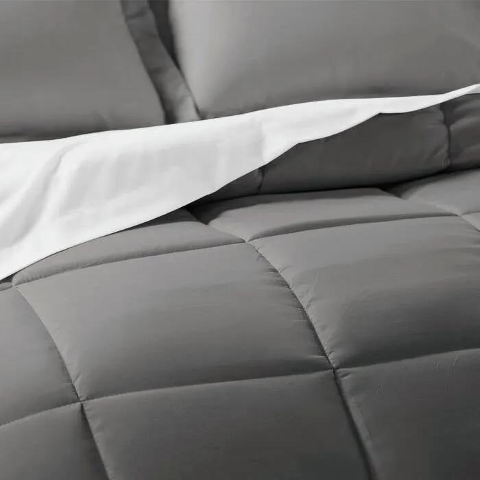 Queen Size 8-Piece Microfiber Reversible Bed-in-a-Bag Comforter Set in Grey by HomePacific