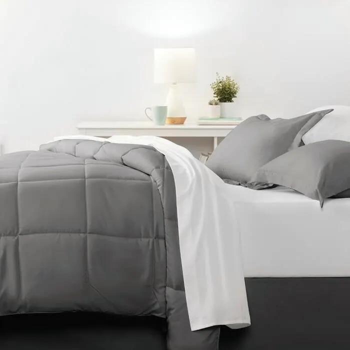 Queen Size 8-Piece Microfiber Reversible Bed-in-a-Bag Comforter Set in Grey by HomePacific