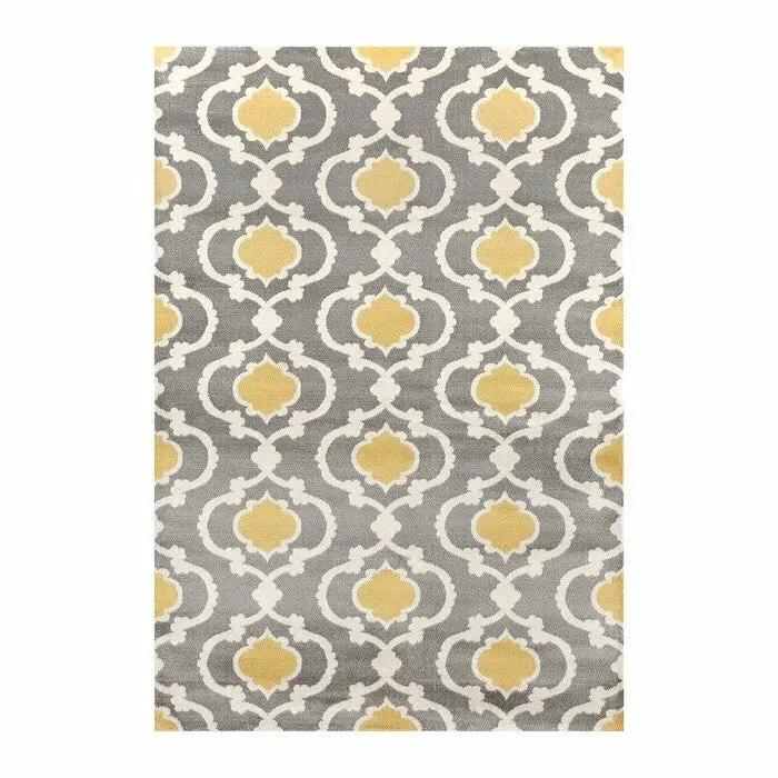 5'3" x 7'3"' Grey Yellow Trellis Geometric Polpropylene Area Rug by HomePacific