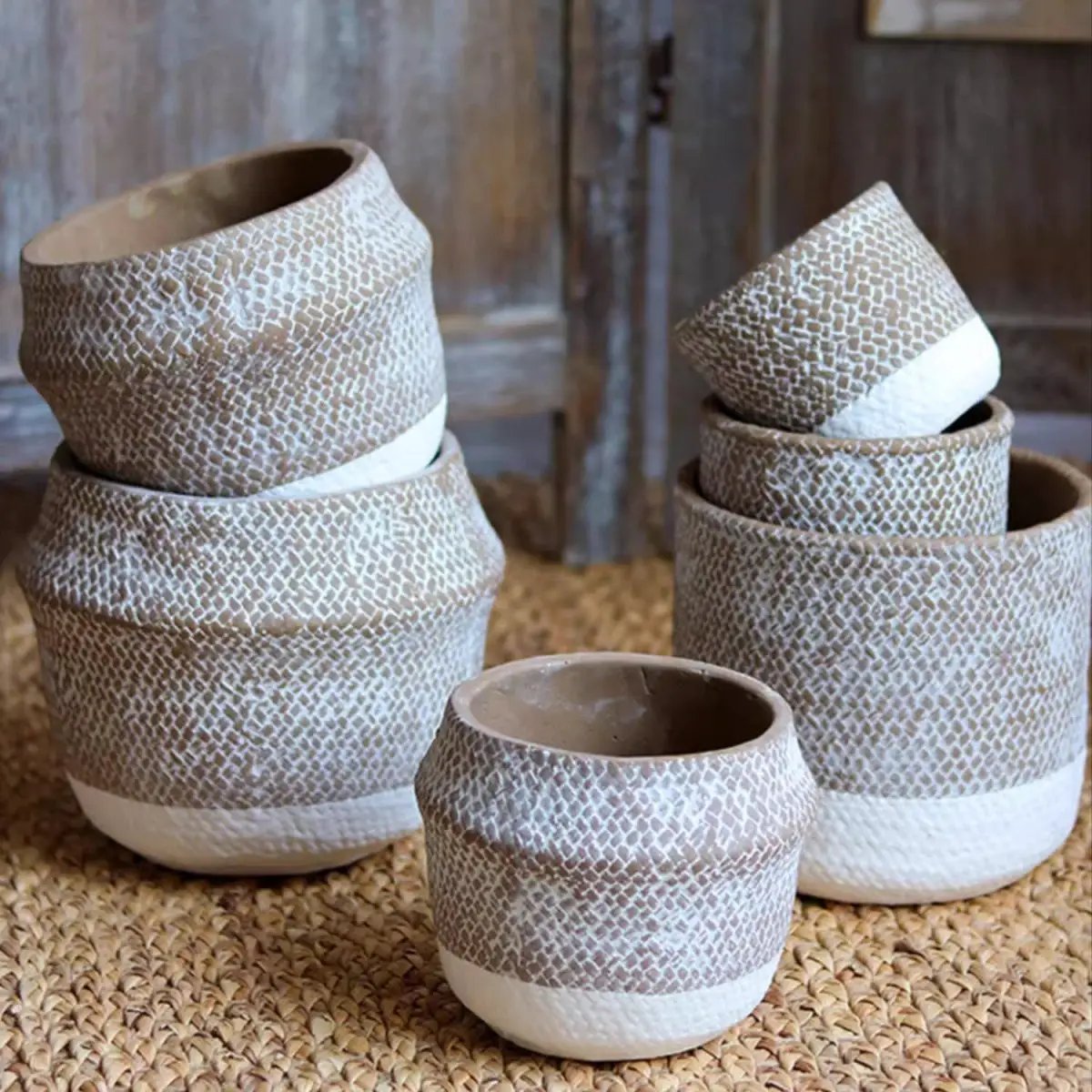 Boho Straw-Look Flower Planter by RusticReach