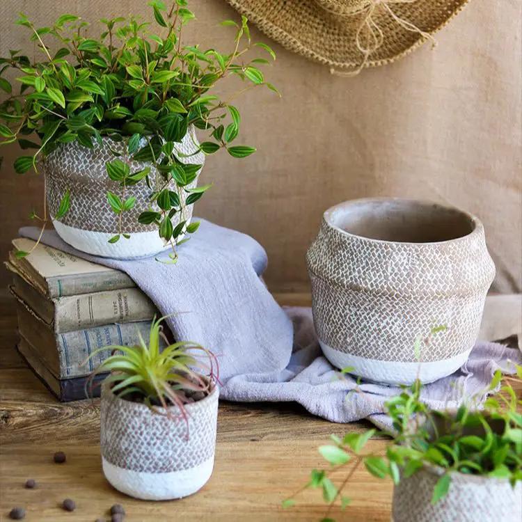 Boho Straw-Look Flower Planter by RusticReach