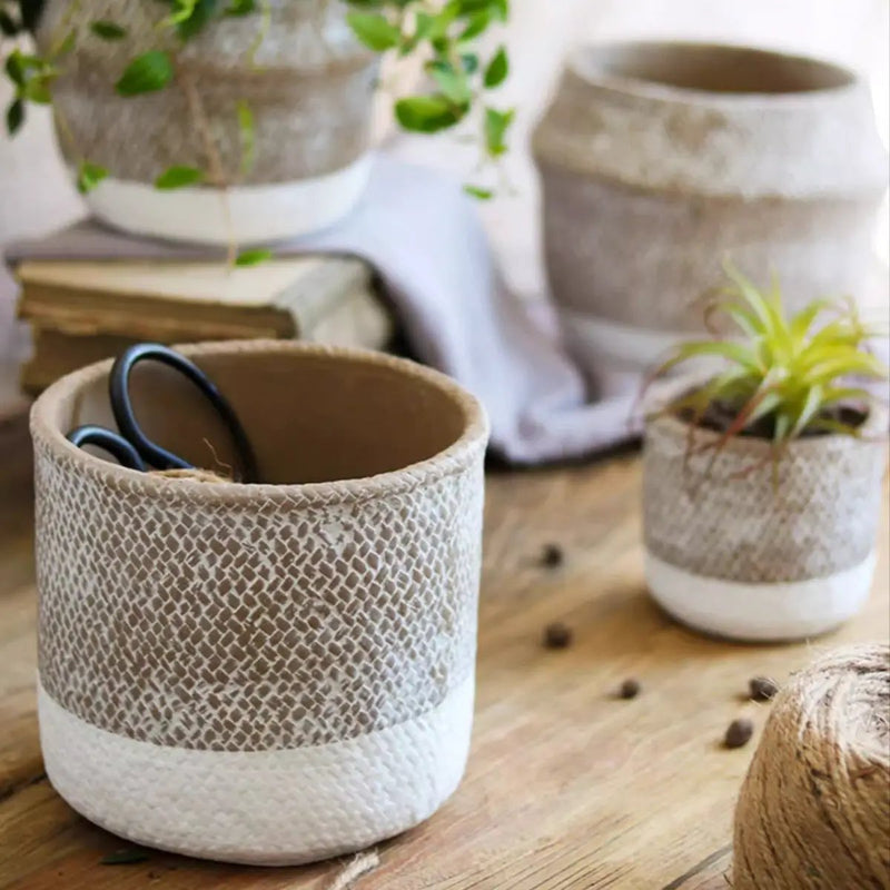Boho Straw-Look Flower Planter by RusticReach