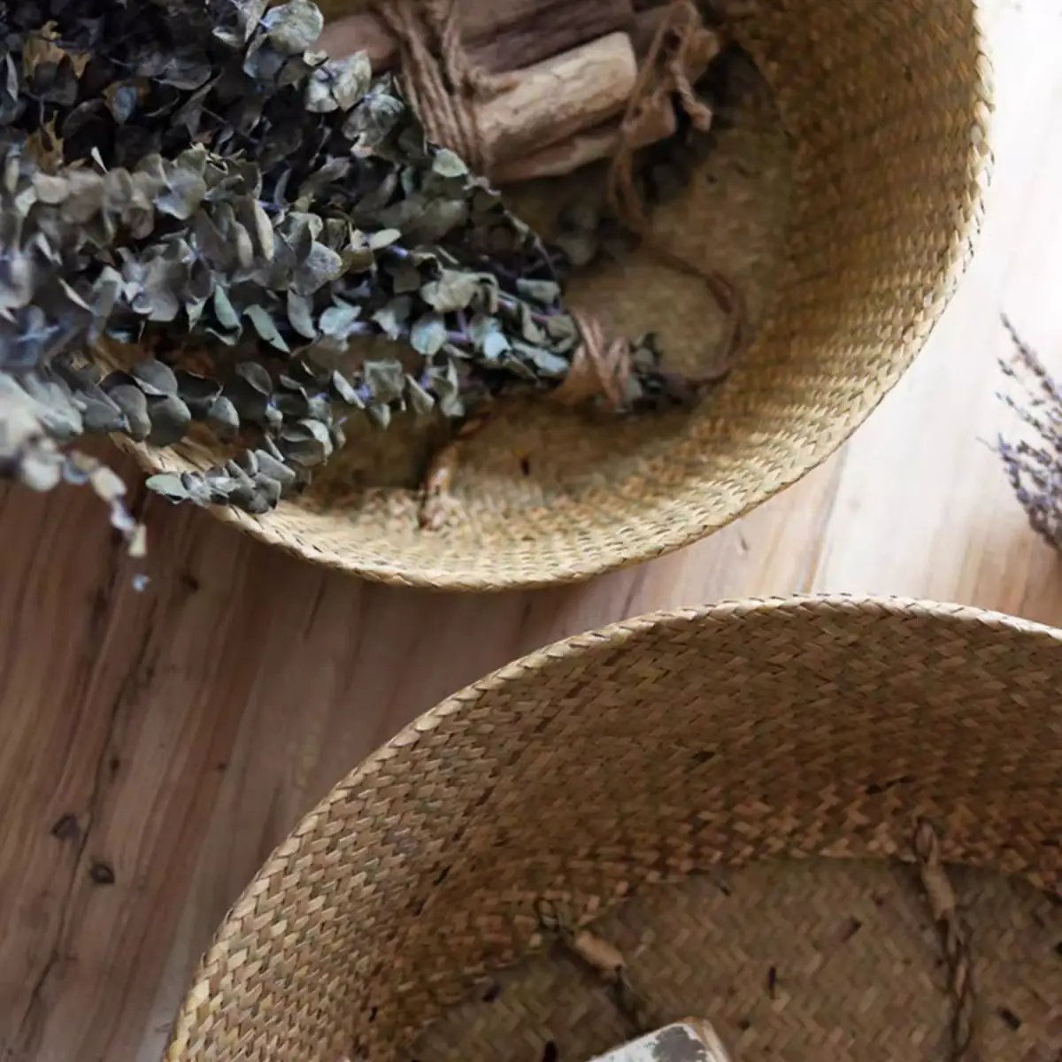 Foldable Seagrass Belly Basket with Handles by RusticReach