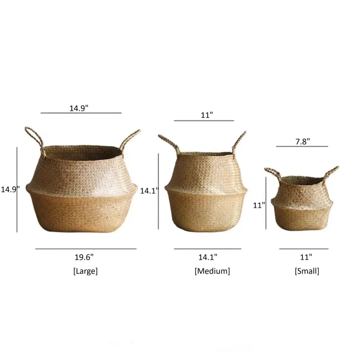 Foldable Seagrass Belly Basket with Handles by RusticReach