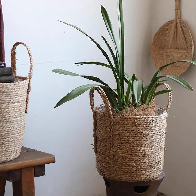 Handwoven Seagrass Basket for Plants by RusticReach
