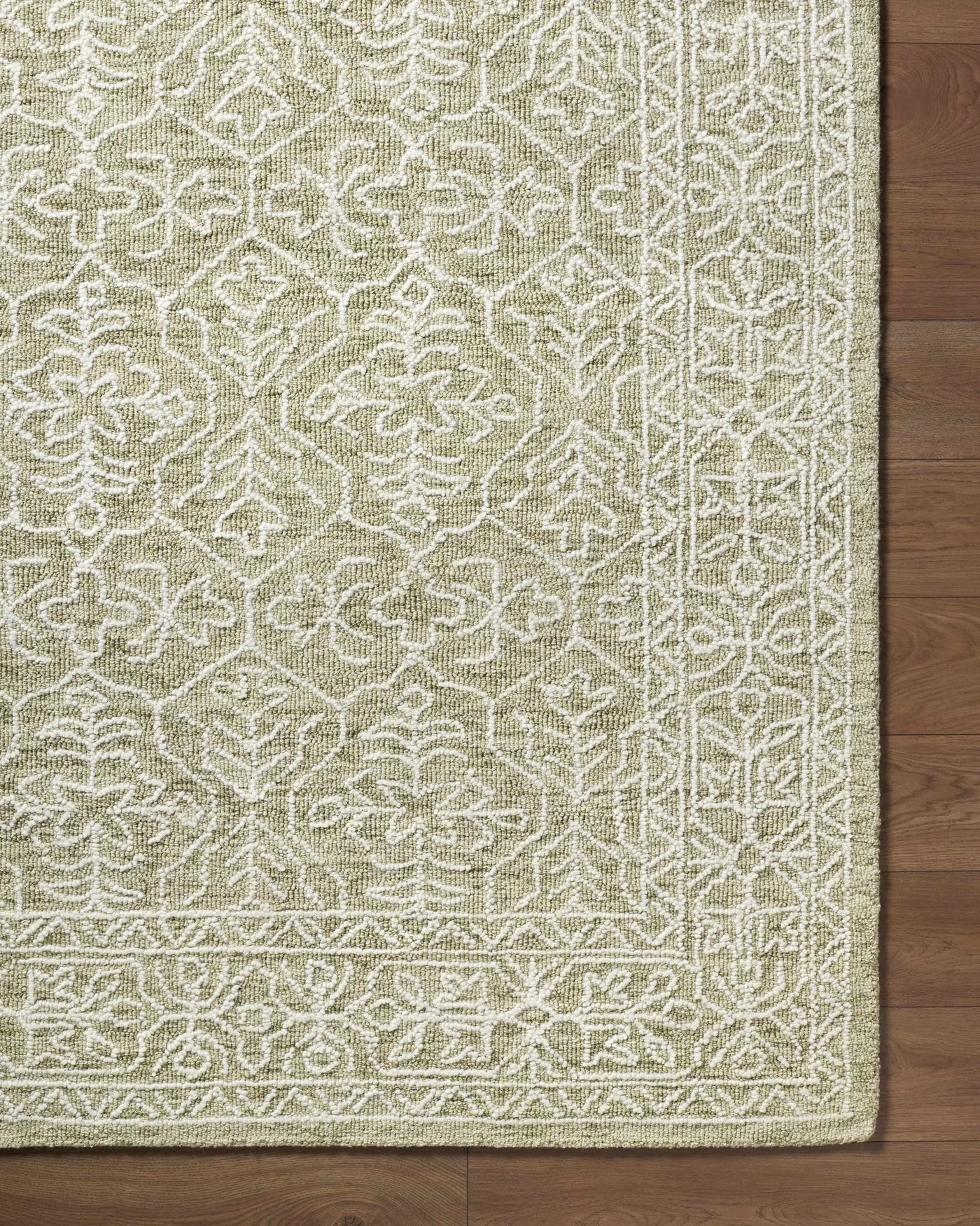 Yadid Green Wool Area Rug by Boutique Rugs