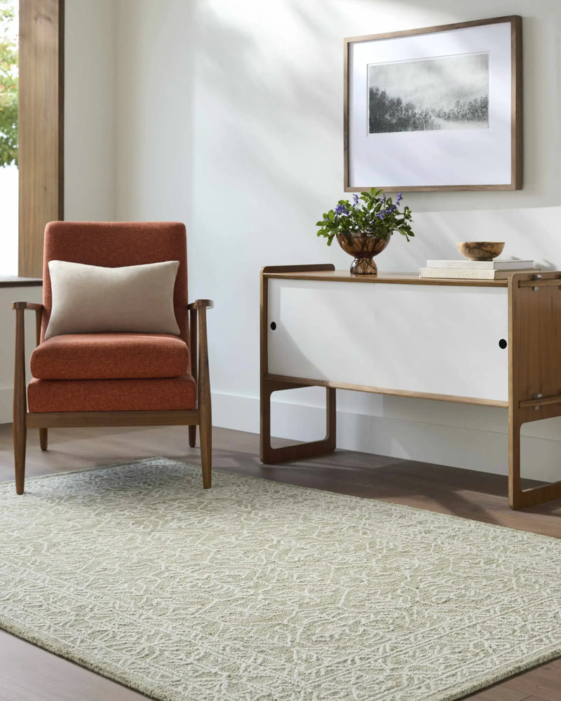 Yadid Green Wool Area Rug by Boutique Rugs