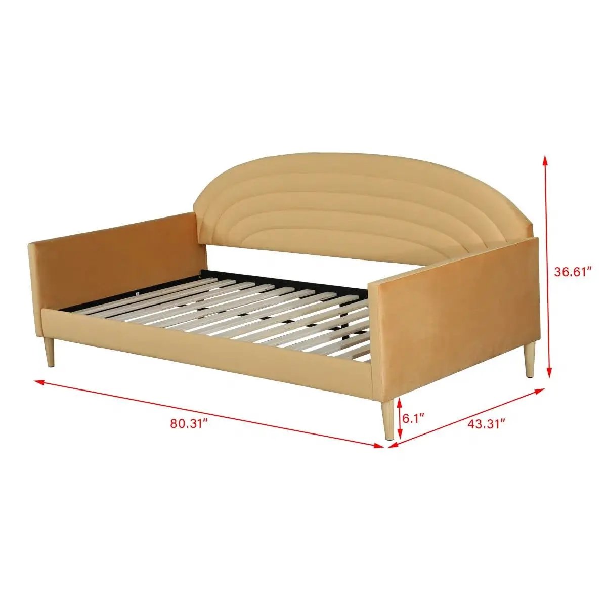 Twin size Mid-Century Modern Yellow Velvet Upholstered Daybed by HomePacific