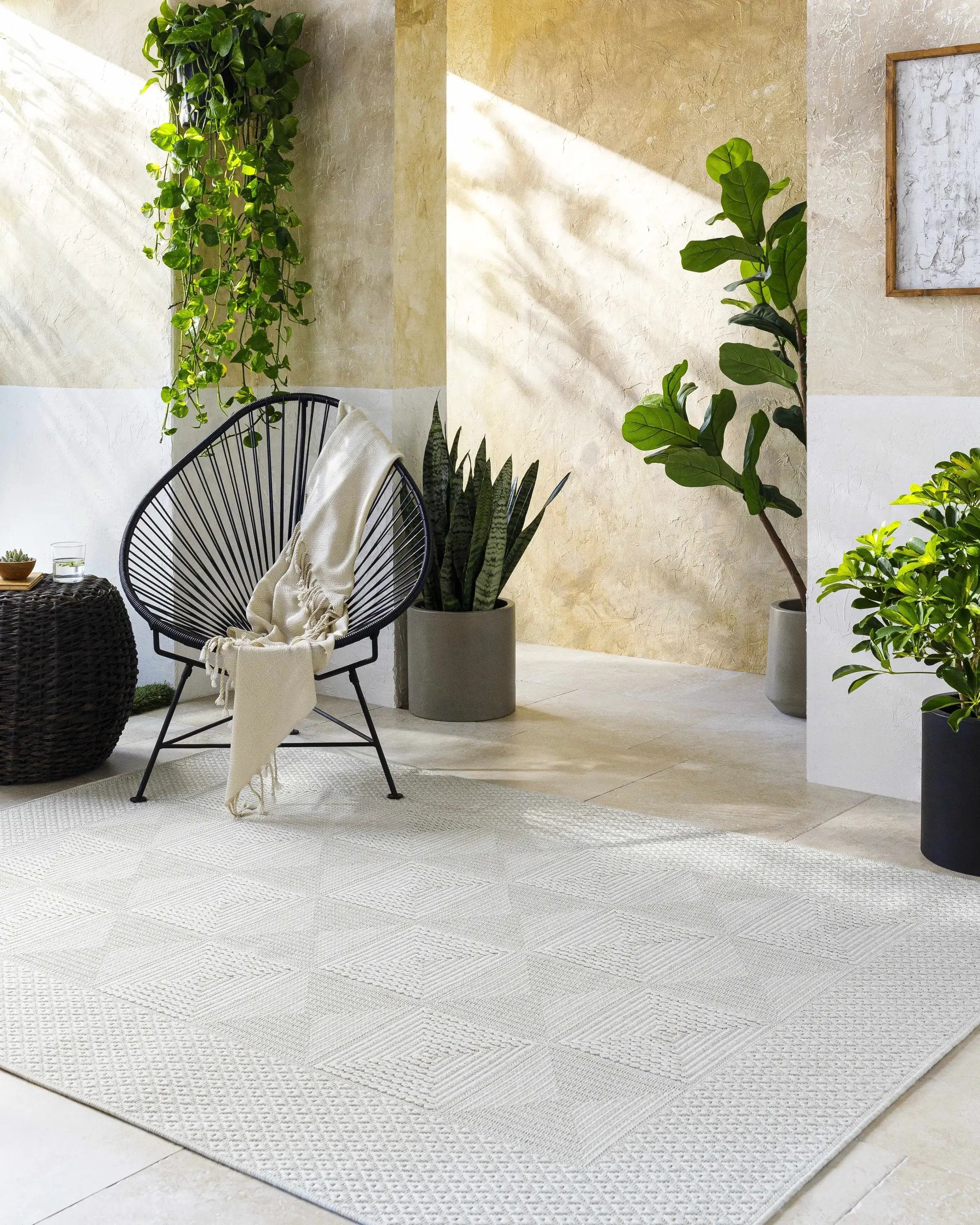 Anabia White Outdoor Area Rug by Boutique Rugs