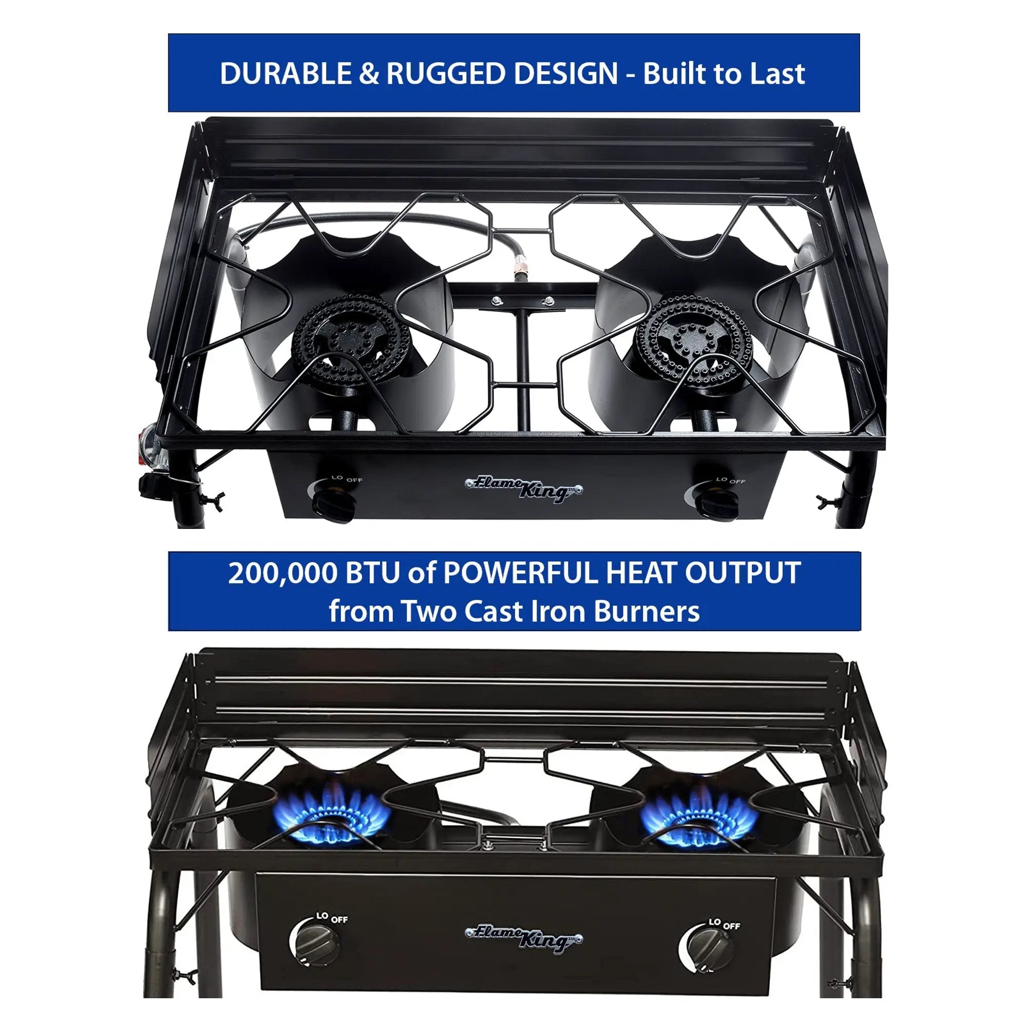 Flame King Outdoor Propane Double Dual Burner Cooker Stove by Flame King Products