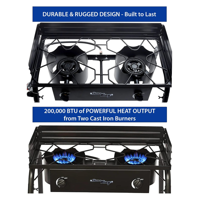 Flame King Outdoor Propane Double Dual Burner Cooker Stove by Flame King Products