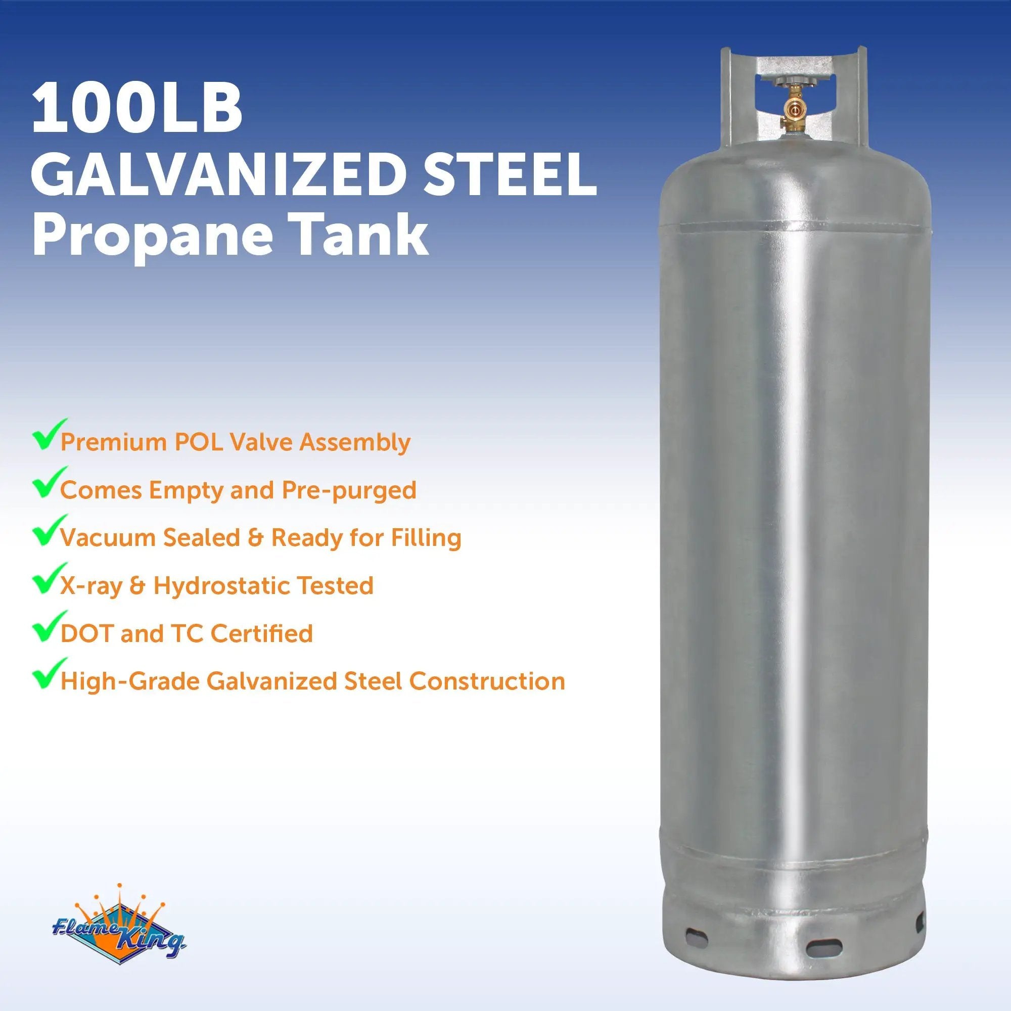Flame King 100lb Empty Galvanized Propane Tank LP Cylinder with POL Valve by Flame King Products