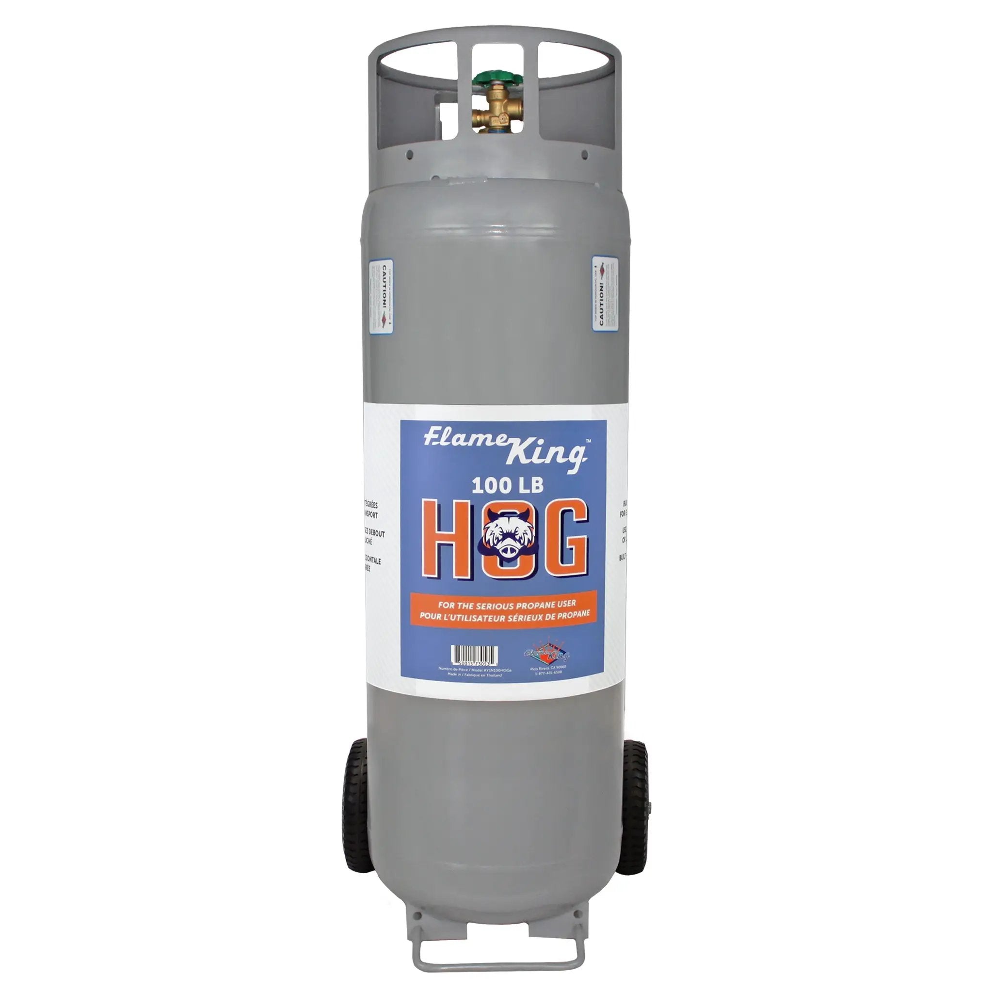 Flame King 100lb Empty Horizontal & Vertical Propane Cylinder with POL & Wheels by Flame King Products