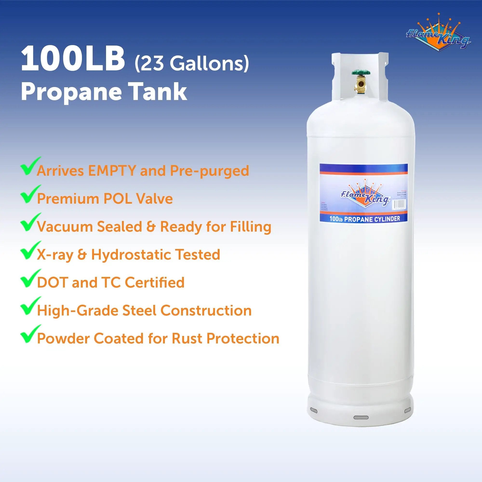 Flame King 100lb Empty Propane Tank LP Cylinder with POL Valve by Flame King Products