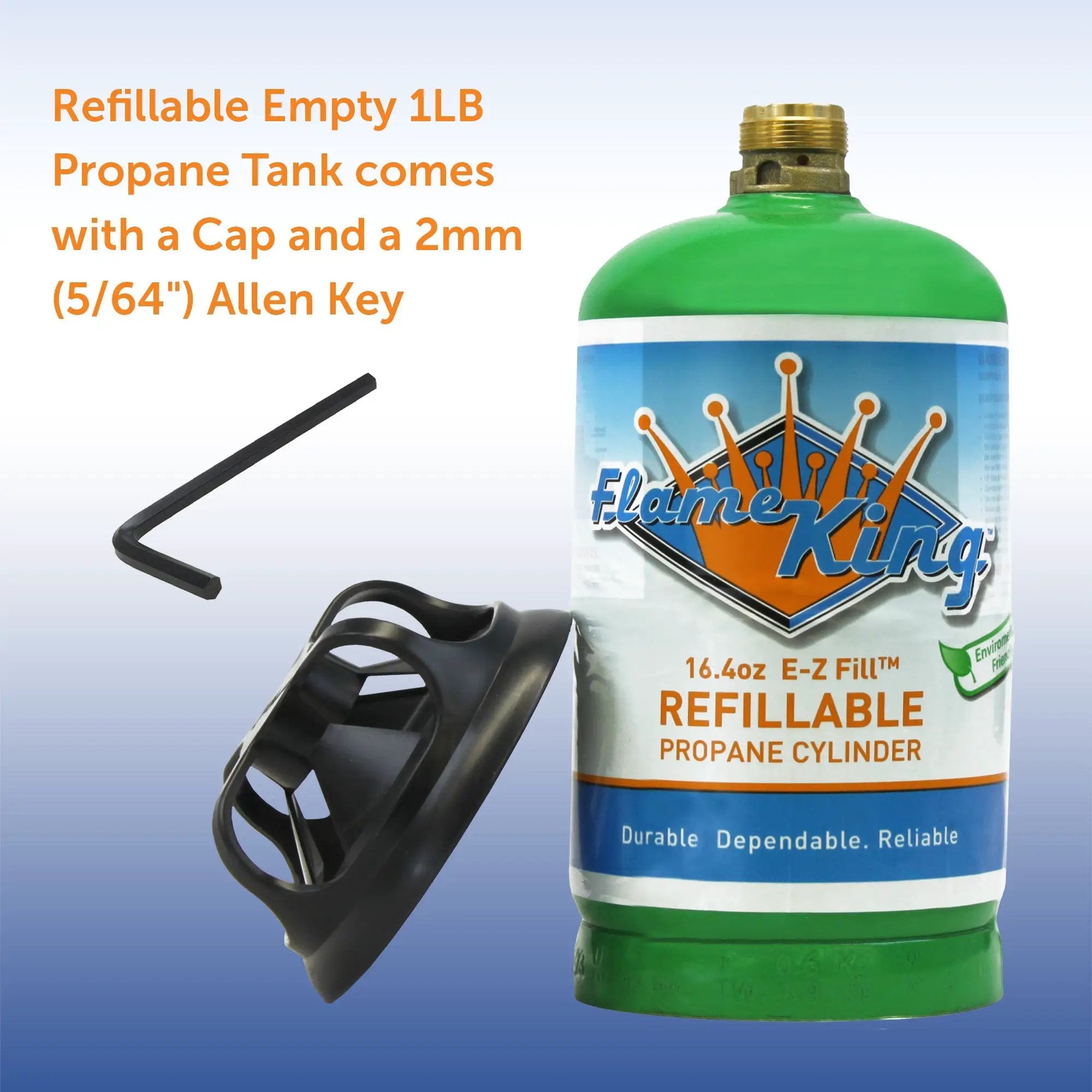 Flame King 1lb Refillable Propane Tank LP Cylinder- 2 Pack Eco Friendly Sustainable Tank by Flame King Products