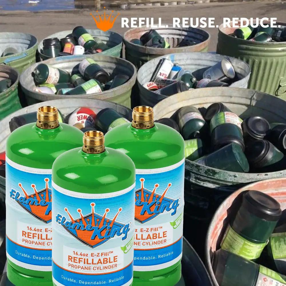 Flame King 1lb Refillable Propane Tank LP Cylinder- 2 Pack Eco Friendly Sustainable Tank by Flame King Products