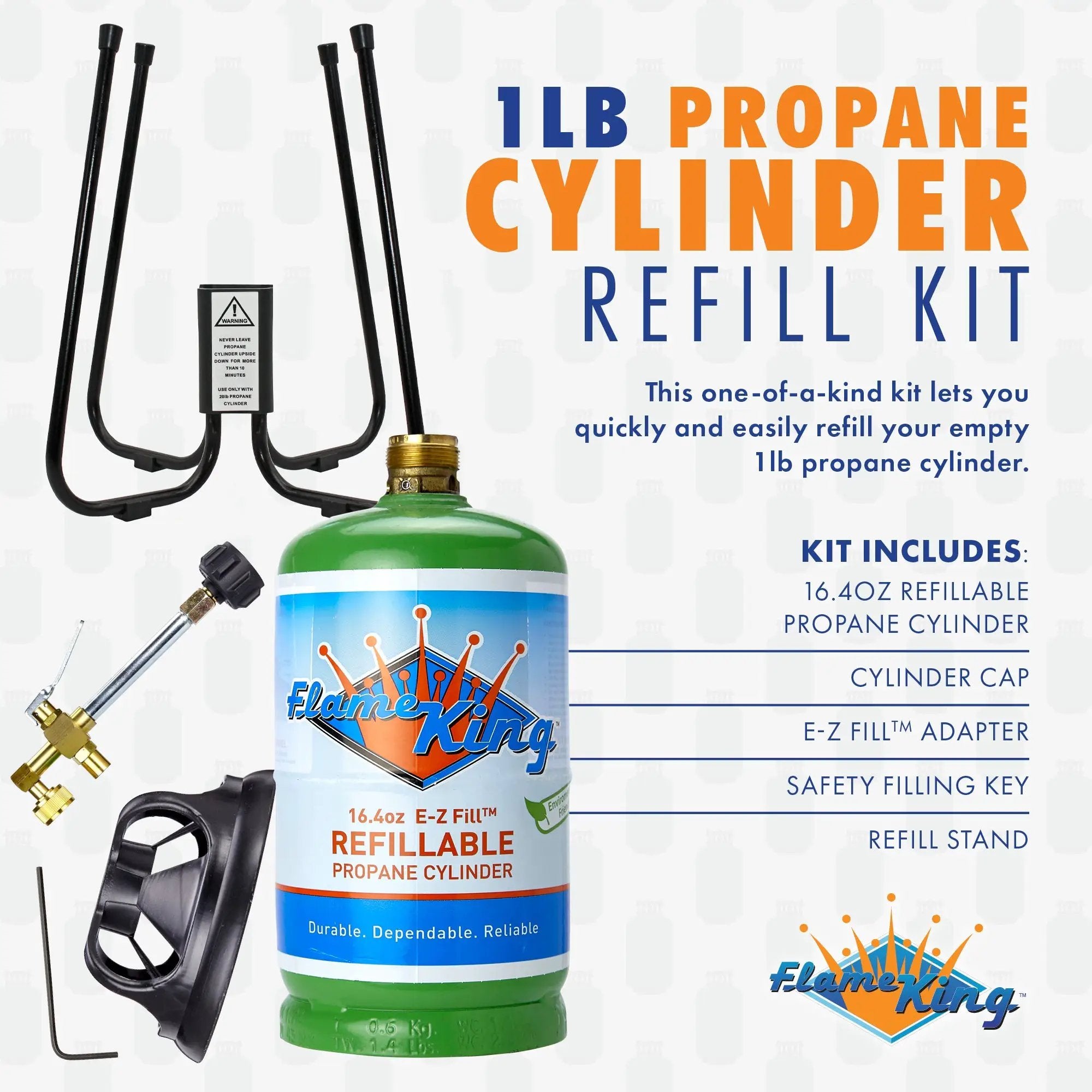 Flame King YSN1LBKTa Eco Friendly 1lb Refillable Reusable Propane Cylinder + Refill Kit by Flame King Products