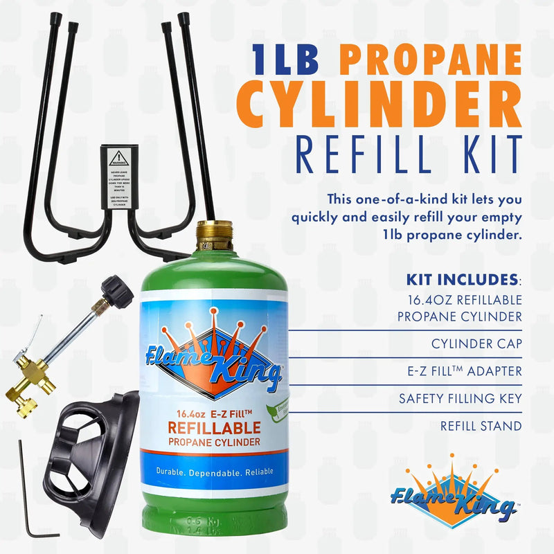 Flame King YSN1LBKTa Eco Friendly 1lb Refillable Reusable Propane Cylinder + Refill Kit by Flame King Products